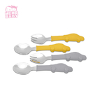 Yellow Color Car Shape Silicone Fork And Spoon Set Lightweight