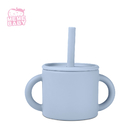 220ml LFGB Standard Infant Silicone Cup With Straw And Handle