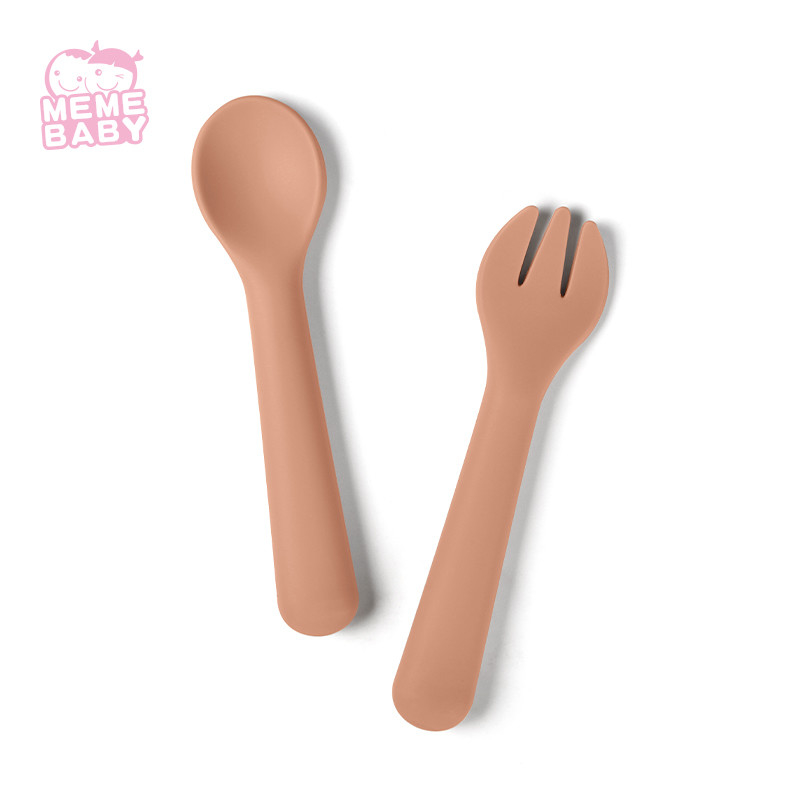 Baby Training Kids Fork And Spoon Rust Color Temperature Resistance